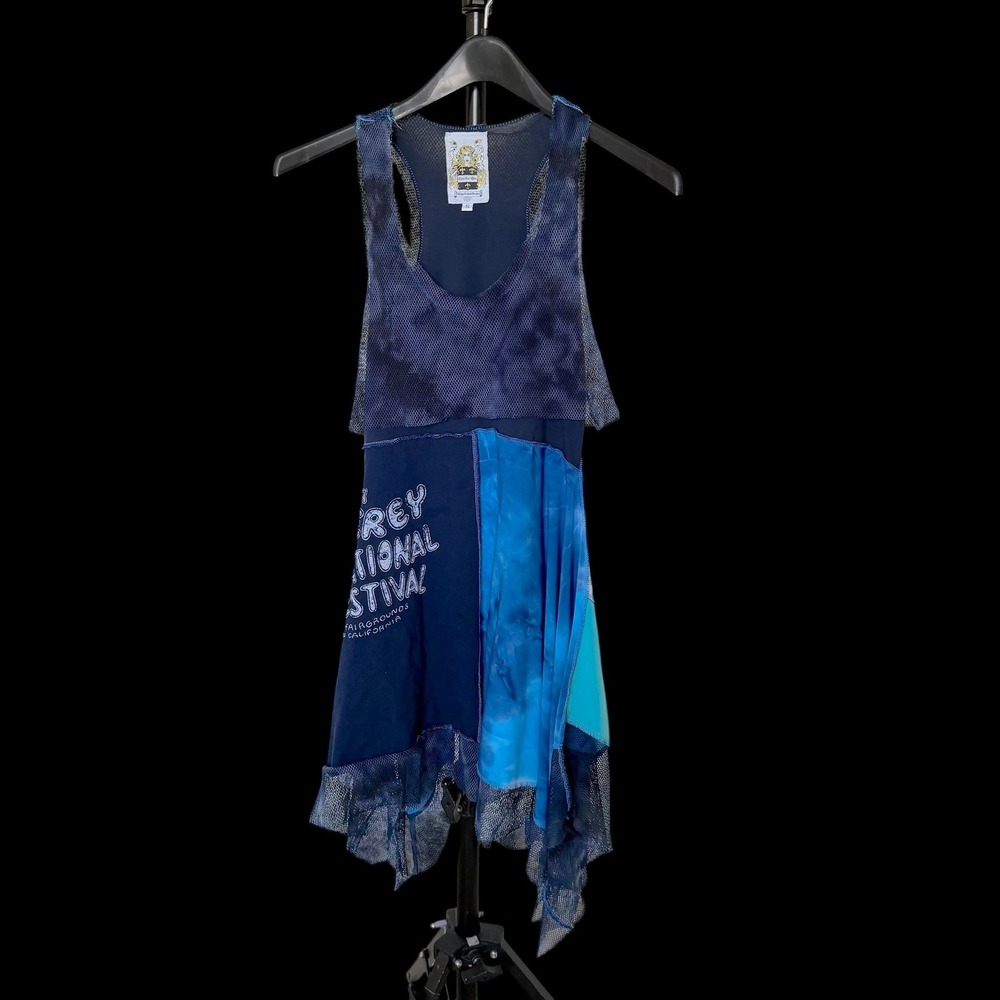 Styles Ever After Patchwork Mesh Dress Navy Blue Monterey Pop Southpole Small